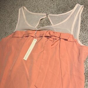 LC Lauren Conrad Coral Sleeveless Blouse with Bow